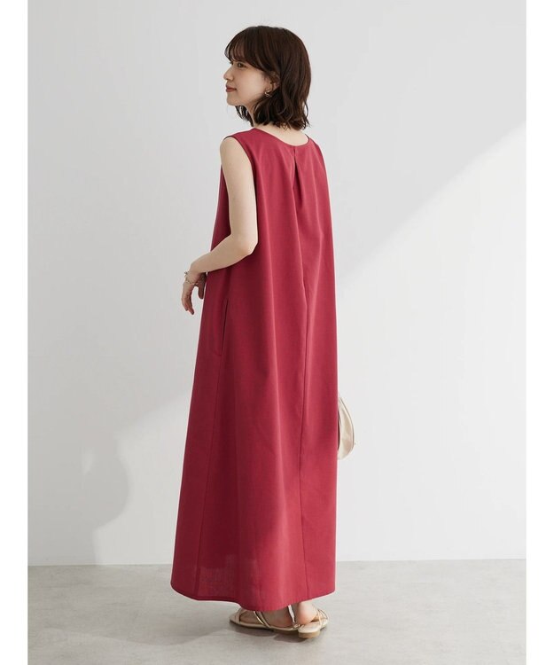 Green Parks 綿麻混ノースリーブワンピース Deep Red