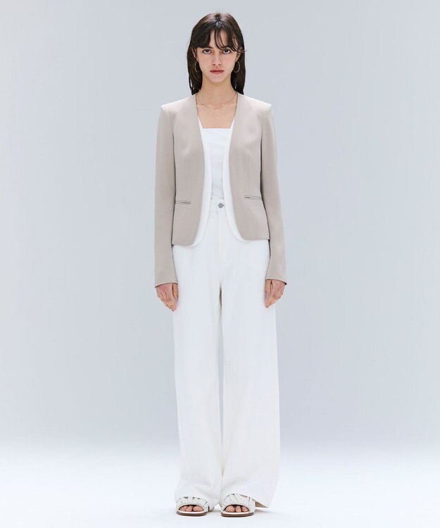 BEIGE， 【洗える・VERY NaVY 11月号掲載】CINDY / ダブルカラージャケット Taupe × White