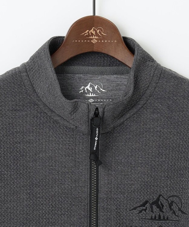 JOSEPH ABBOUD MOUNTAIN 【ソフト/吸水速乾/ライナードッキング対応】メランジバック メッシュ ジップ カットソー グレー系