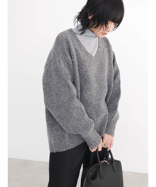 Green Parks ＭｉｘカラーＶネックニットプルオーバー Charcoal Gray