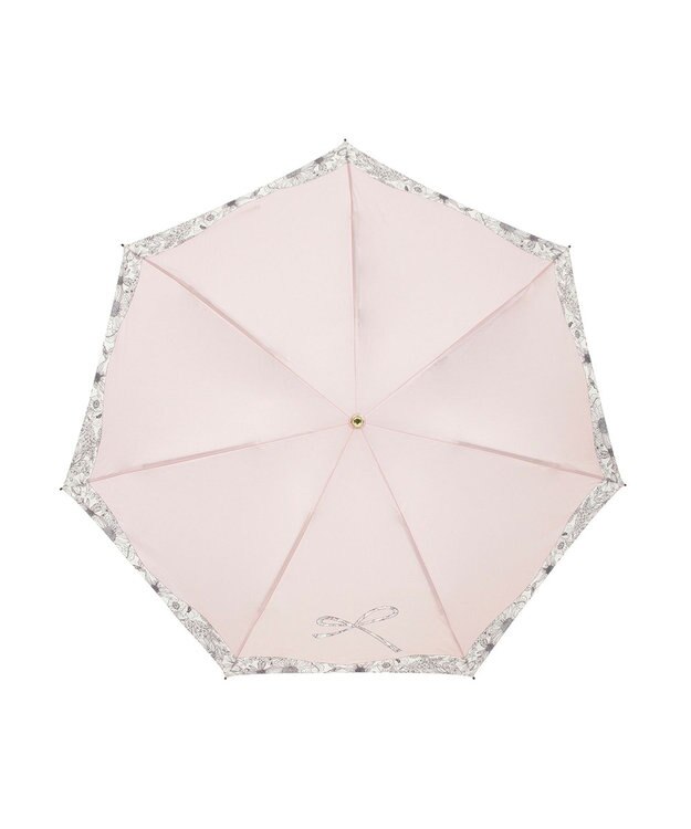 MOONBAT 【簡単開閉】ランバン オン ブルー (LANVIN en Bleu) リボン 花柄 折りたたみ傘 サテンプリント ピンク