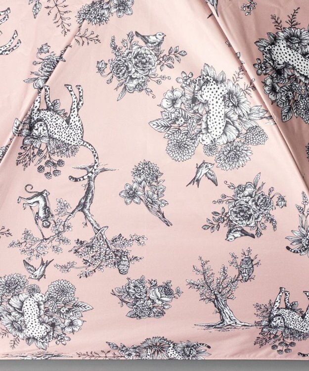 AURORA Beaurance ビューランス プリント柄 晴雨兼用傘 (トップフラット折傘) グレイッシュピンク