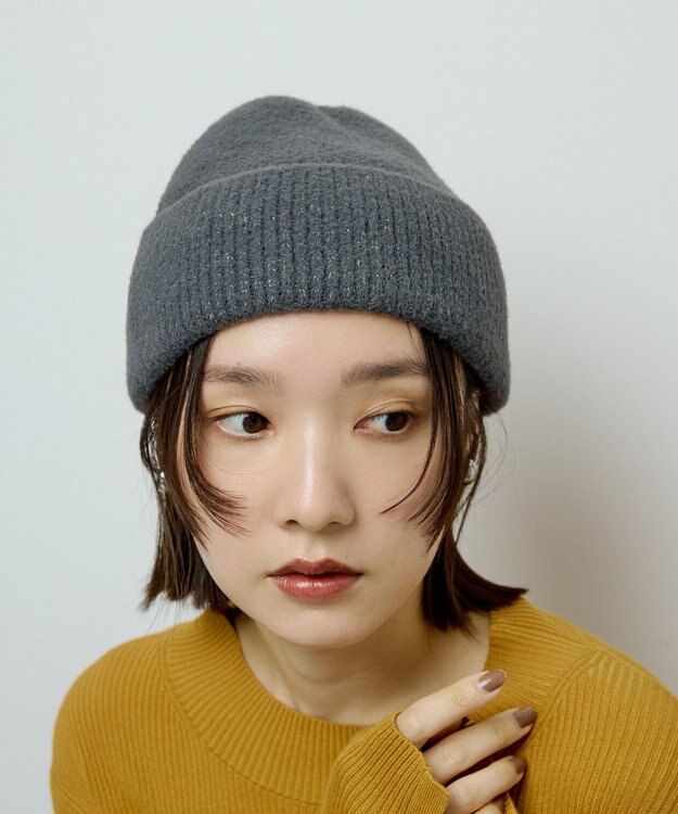 Green Parks ラメニット帽 Ivory