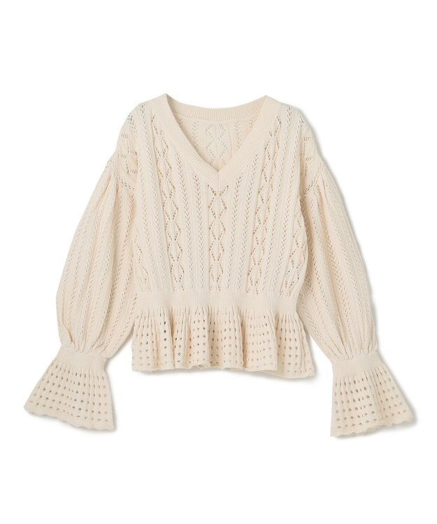 GRACE CONTINENTAL レース編ルーズニットトップ ホワイト