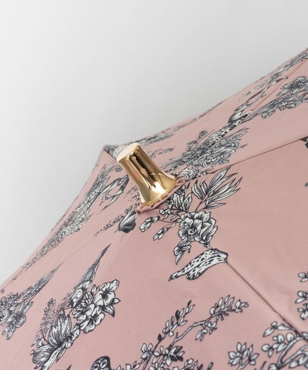 AURORA Beaurance ビューランス プリント柄 晴雨兼用傘 (トップフラット折傘) グレイッシュピンク