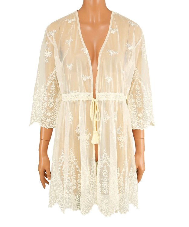 San-ai Resort（三愛水着楽園） パネルレース羽織り　F　【San-ai Resort（サンアイリゾート）】 ホワイト