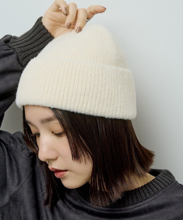 Green Parks ラメニット帽 Ivory