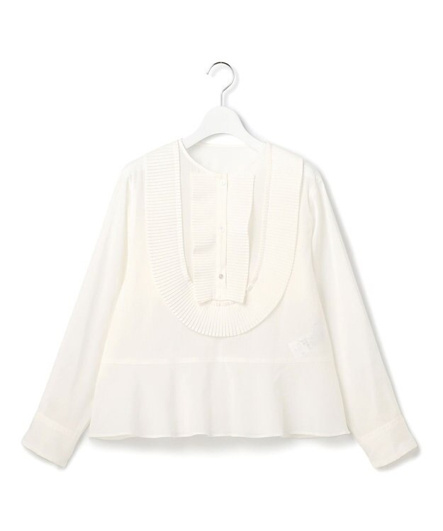 23区 【GOLD LABEL】トリアセテートオーガンジー プリーツブラウス ホワイト系