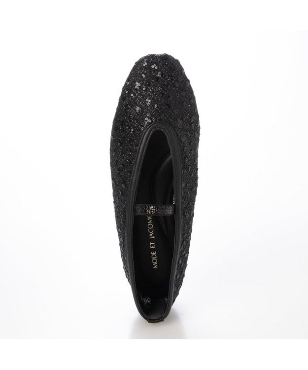 MODE ET JACOMO <MODE ET JACOMO>ストラップチュールフラットパンプス ブラックメタリック