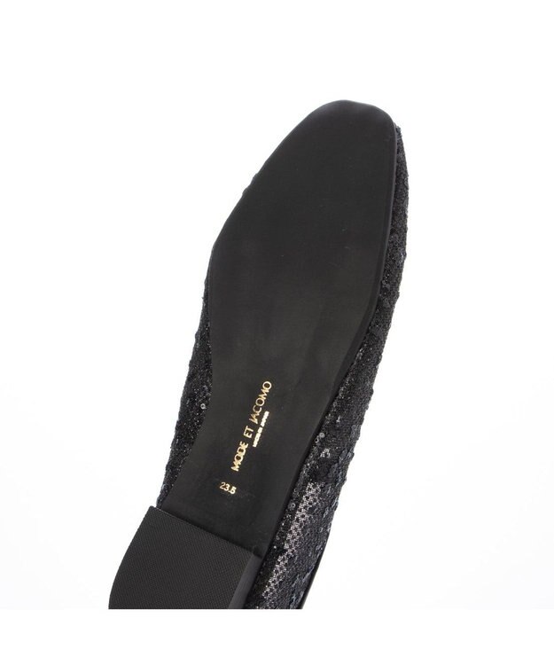 MODE ET JACOMO <MODE ET JACOMO>ストラップチュールフラットパンプス ブラックメタリック