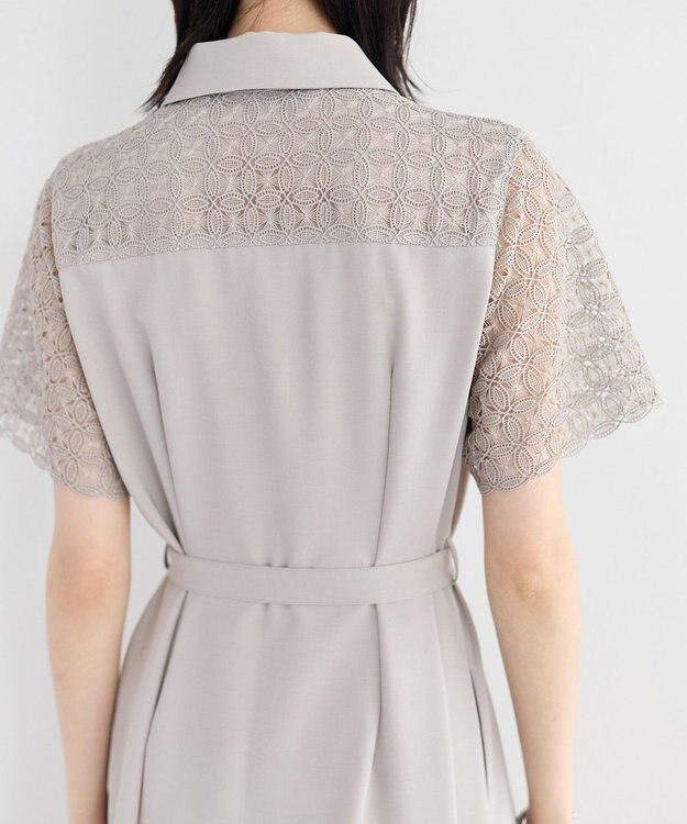 YECCA VECCA レース切替ワンピース Gray Beige