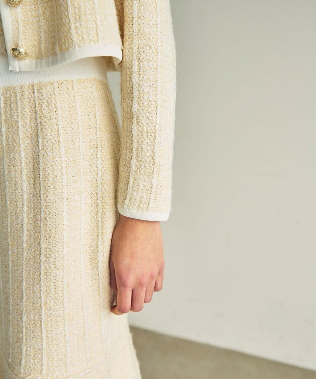 GRACE CONTINENTAL ツイードショートニットカーディガン キナリ