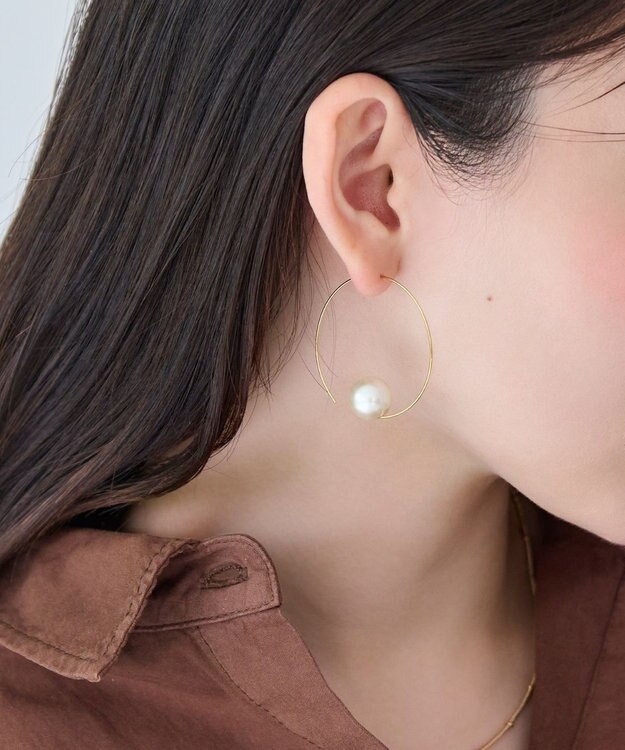 Phoebe 〈金属アレルギー対応〉ビッグサークルパールピアス/ニッケルフリー/大ぶり/存在感◎/主役級 ホワイト