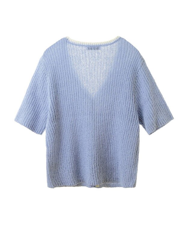 earth music&ecology バイカラーＶネックカーディガン Light Blue