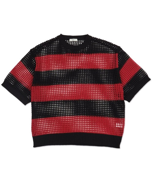 WEGO 【３点SET】アンサンブルメッシュニットプルオーバー（SS） レッドボーダー