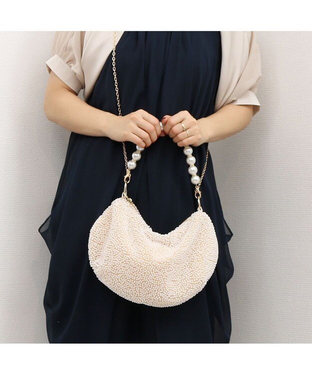 UNBILLION カシュカシュ cachecache / パール調ビーズワンハンドルバッグ LBE