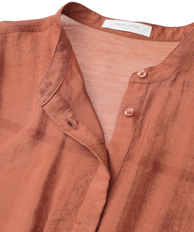 Green Parks バンドカラー比翼タック袖チュニック Terracotta