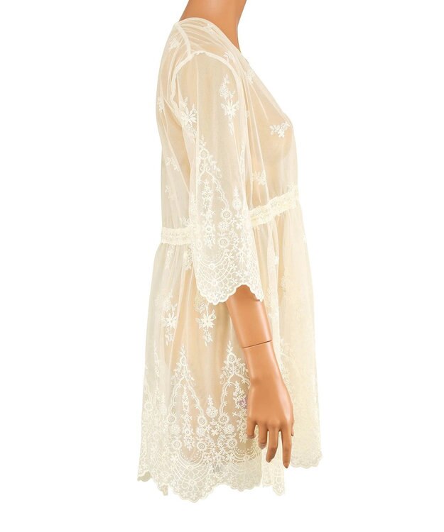 San-ai Resort（三愛水着楽園） パネルレース羽織り　F　【San-ai Resort（サンアイリゾート）】 ホワイト