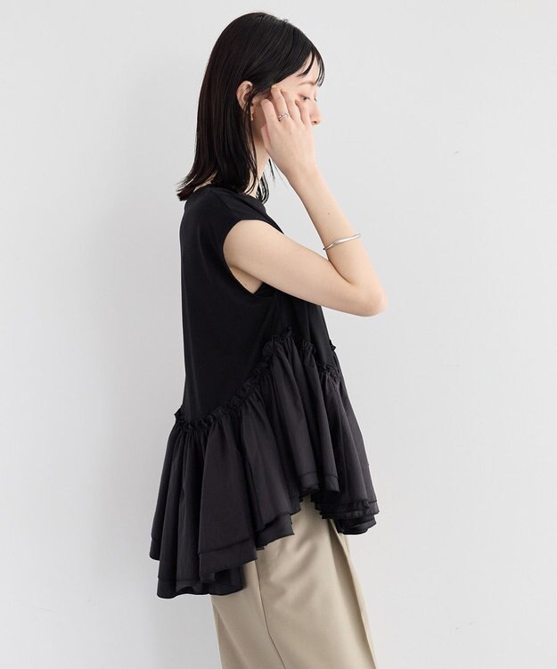 YECCA VECCA アシメペプラムカットソー Black