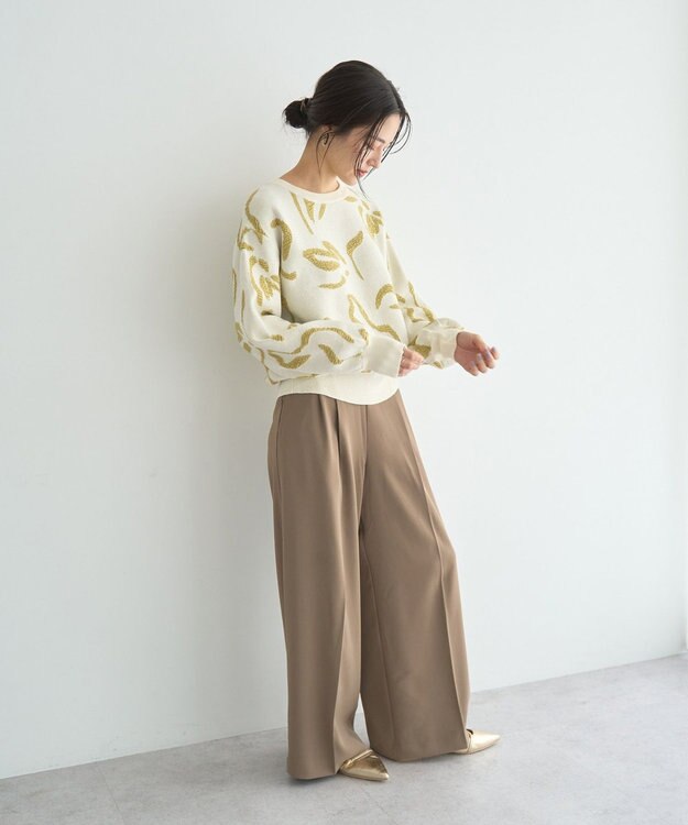 YECCA VECCA アート柄ふくれジャガードニット Ivory