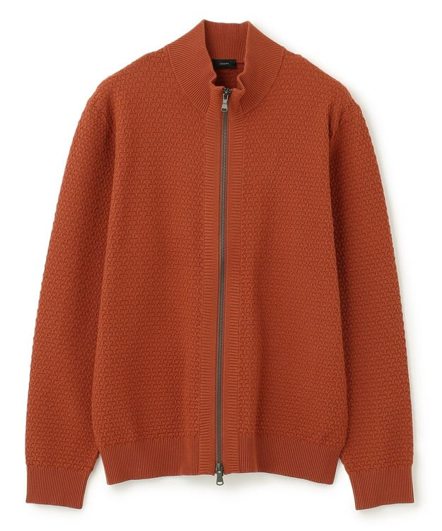 JOSEPH HOMME ヴィスコースリンクスジャガード　ジップアップ　カーディ ライトオレンジ系