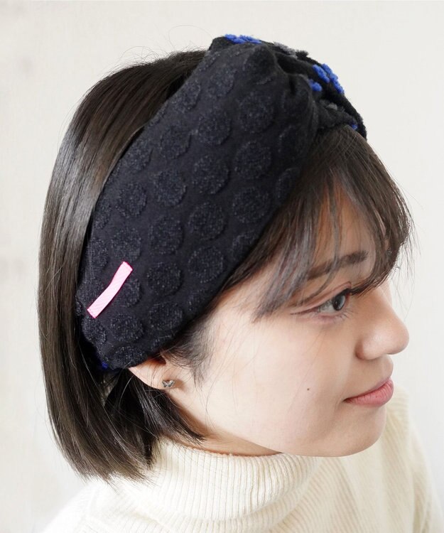 POLS ジャガード織 ヘアバンド ブラック