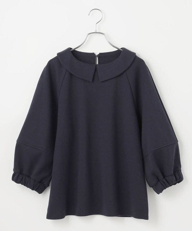 #Newans 【セレモニーにも/洗濯機可】ランタンスリーブブラウス ネイビー