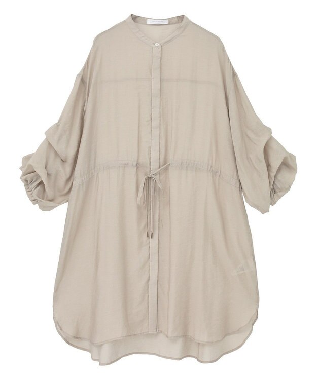 Green Parks バンドカラー比翼タック袖チュニック Beige