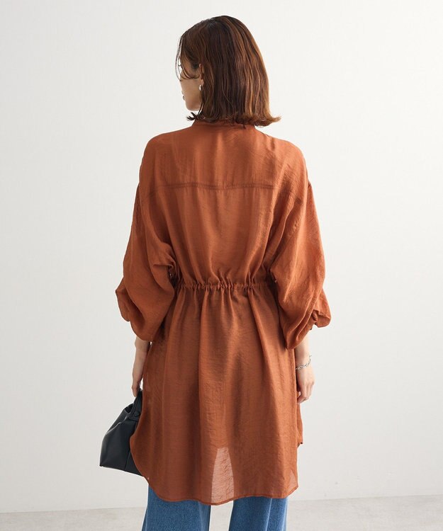 Green Parks バンドカラー比翼タック袖チュニック Terracotta