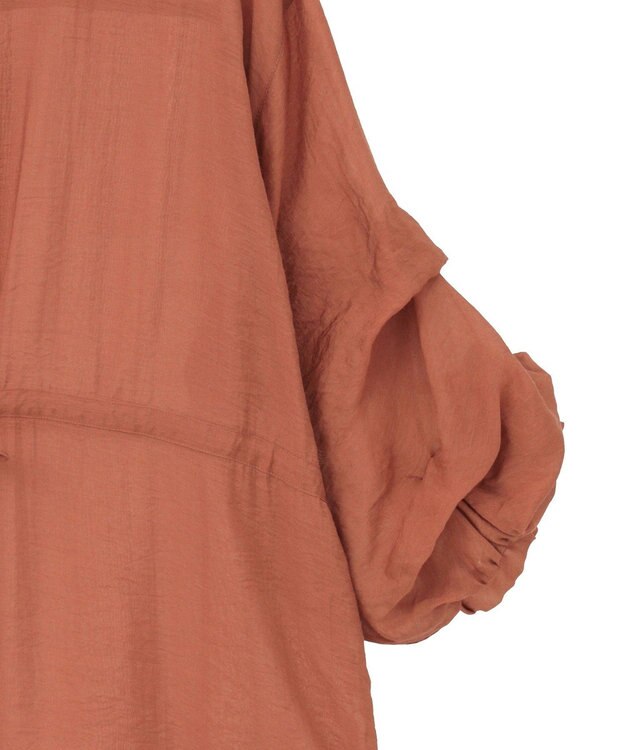 Green Parks バンドカラー比翼タック袖チュニック Terracotta