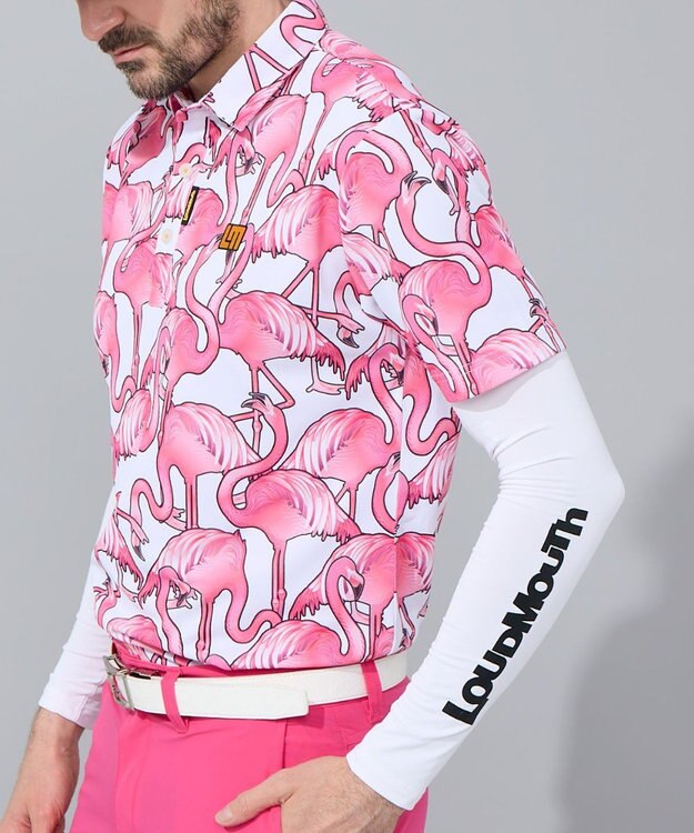 FILA GOLF／marie claire 【Loudmouth】総柄ポロシャツ Pink Panic