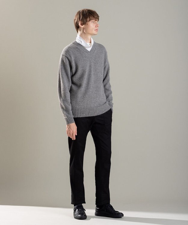 JOSEPH HOMME ファインアルパカ　Vネックニット ライトグレー系