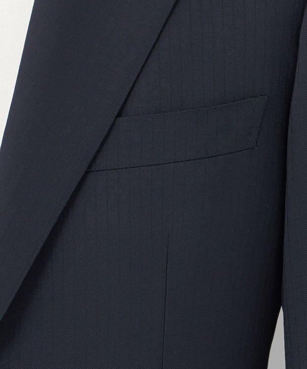 GOTAIRIKU オールシーズン対応【御幸毛織】WOOL×SOLOTEX ストレッチスーツ（ネイビーストライプ） ネイビー系1