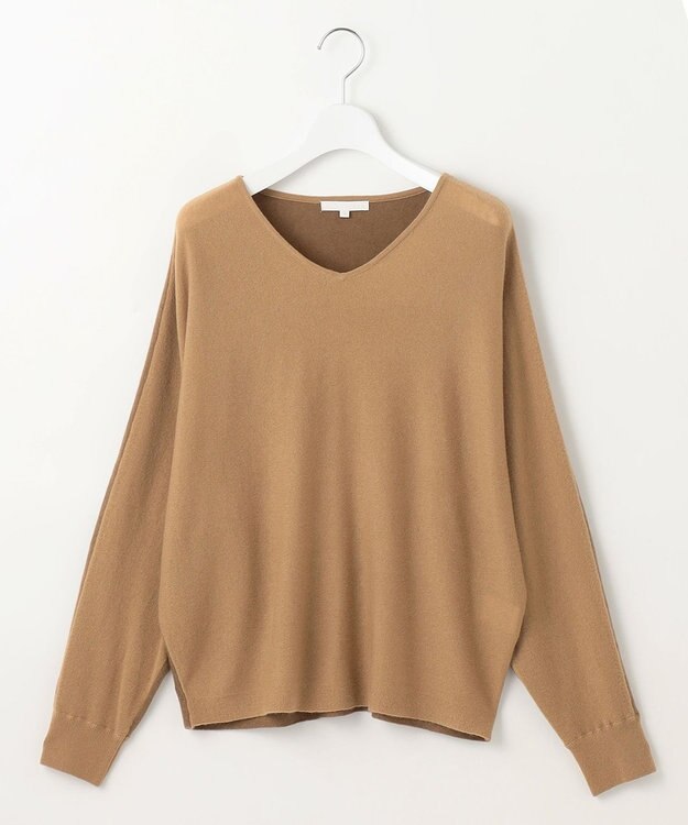 自由区 L 【カタログ掲載】ファインウールカシミヤドルマンシルエット ニット キャメル系