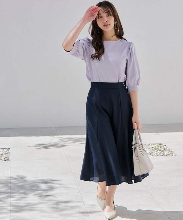 ANY SIS 【速乾・接触冷感】スムージーポリエステル フレアスカート ネイビー