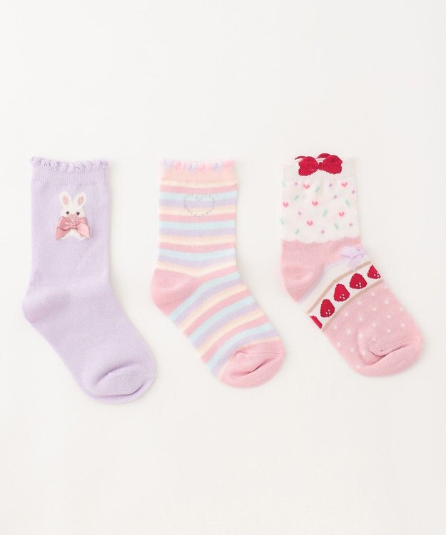 ANY KIDS 【3点セット】ソックス (ウサギパステル) ピンク系2