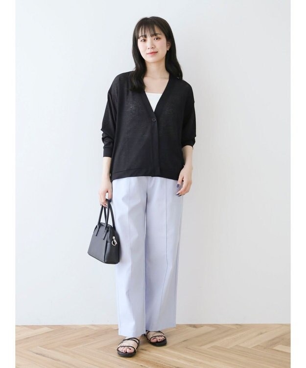 Green Parks Ｖネックシアーカットカーディガン Black