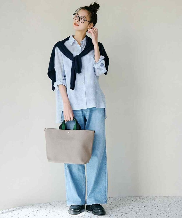 TOPKAPI 【Breath TOPKAPI】SCOTCH GRAIN スコッチグレイン プレーン 2トーンテープ ハンドル トートバッグ L グレージュ