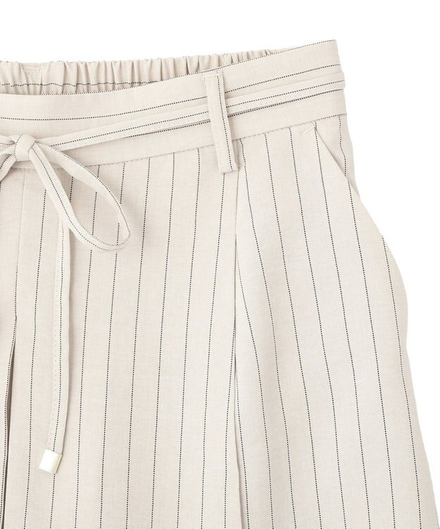 earth music&ecology 【セットアップ対応】ウエストリボンバミューダパンツ Stripe Ivory