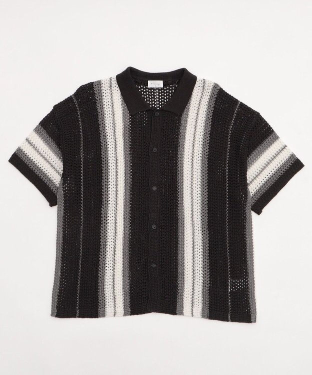 WEGO ラインニットシャツ（SS） ブラック中濃色