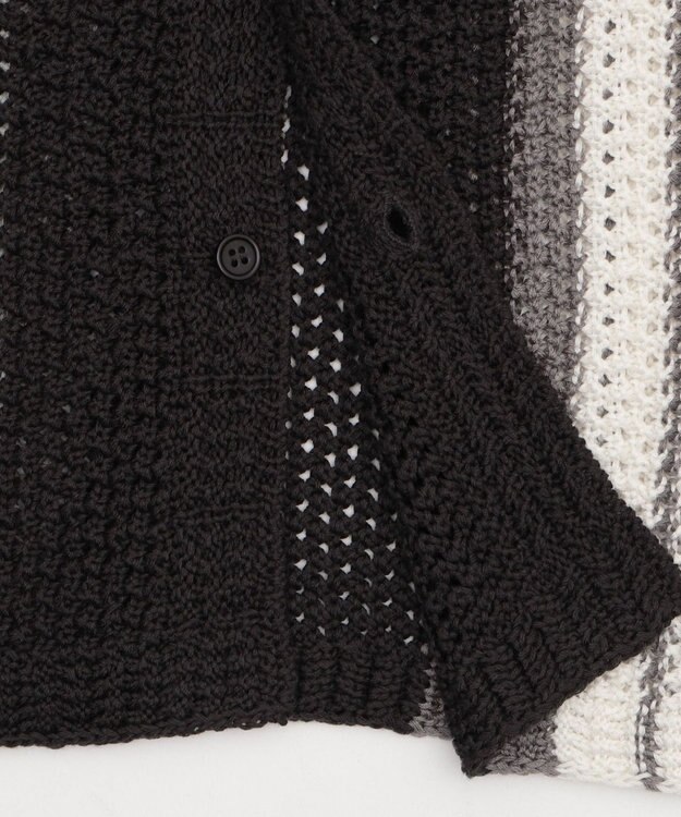 WEGO ラインニットシャツ（SS） ブラック中濃色