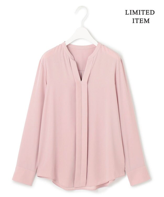 ICB L 【新色追加・WEB限定】BackSatinAmunzen キーネックブラウス ヘイズピンク系