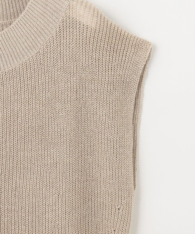 自由区 L 【洗える】リネンミドルゲージ ニットベスト ベージュ系