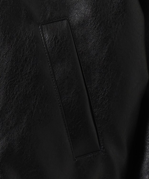 WEGO ヴィンテージライクFレザーRVブルゾン ブラック