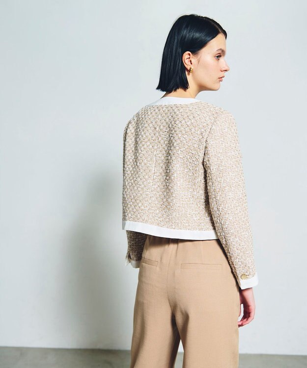 GRACE CONTINENTAL ツイードトリミングジャケット ベージュ