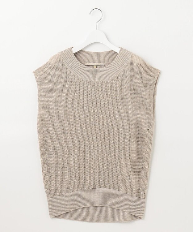 自由区 【XSサイズ～/洗える】リネンミドルゲージ ニットベスト ベージュ系