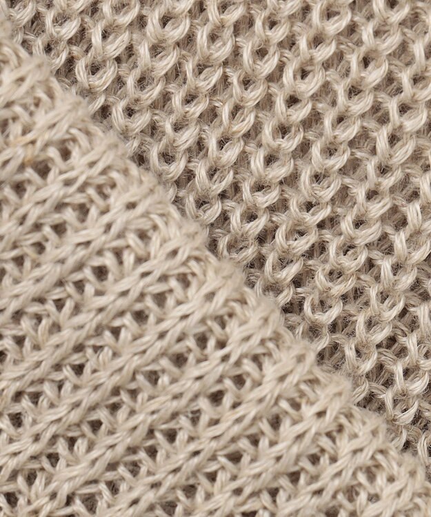 自由区 L 【洗える】リネンミドルゲージ ニットベスト ベージュ系