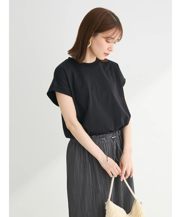 Green Parks プリーツドッキングフレンチワンピース Dark Gray