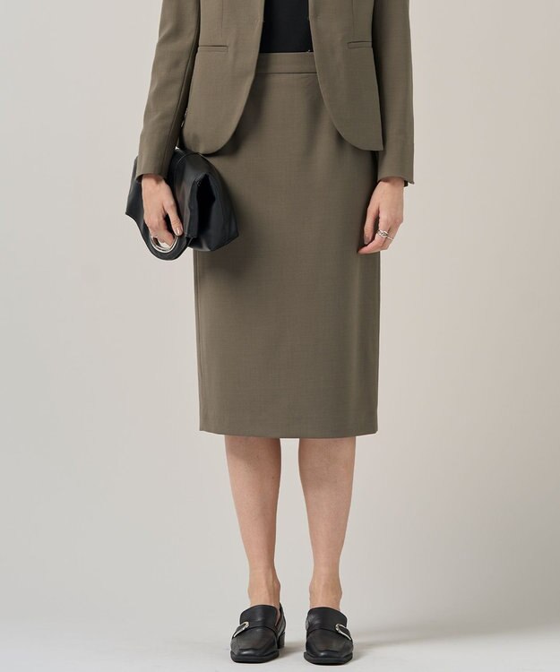 ICB 【UVカット・洗える】ウール2WAYストレッチ タイトスカート モカ