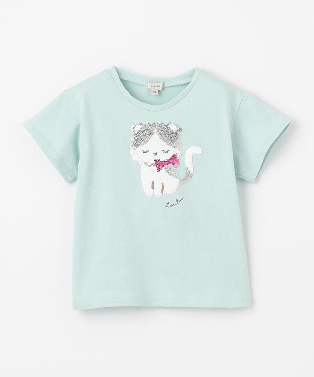 ANY KIDS ミラクルスパンコールTシャツ ミント（ねこ×ハチワレ）